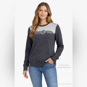 tentree Small Charcoal Mountain Graphic Pullover Sweatshirt Eco